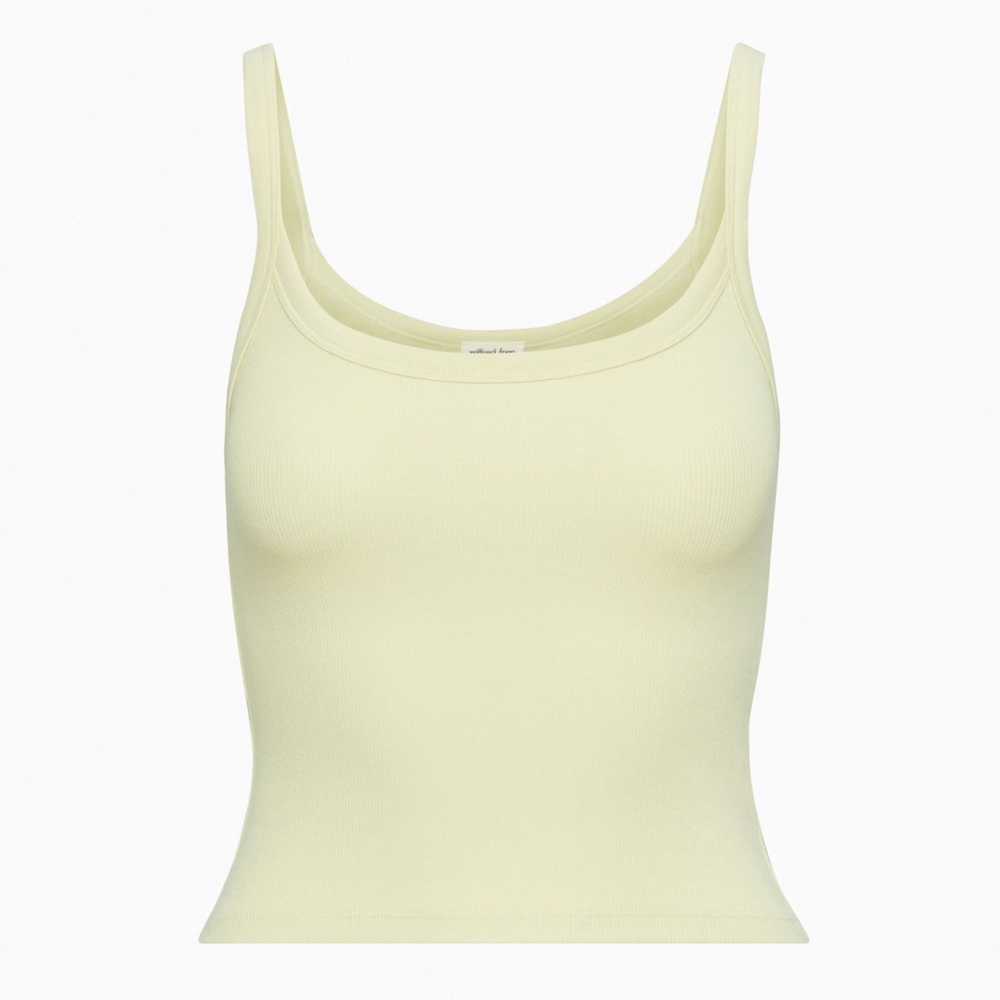aritzia Light Yellow Ribbed Tank Top